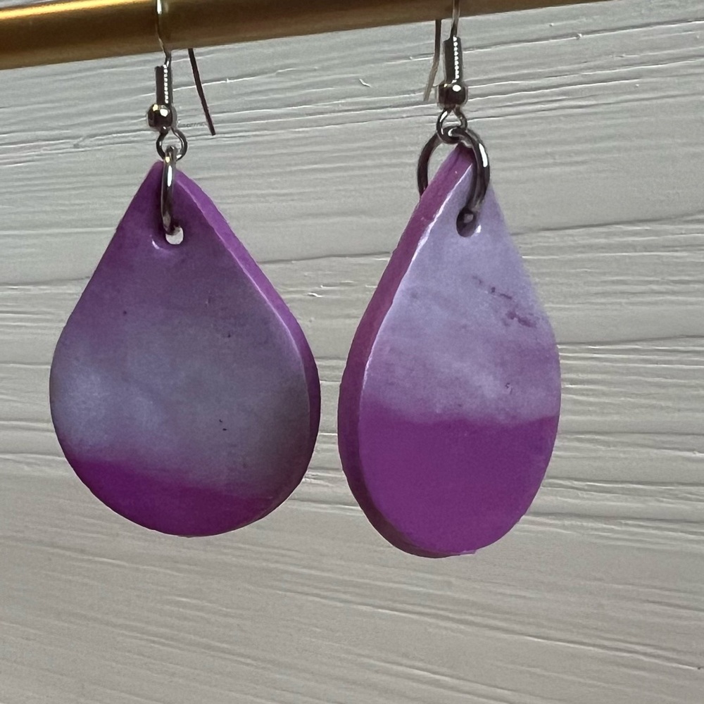 Chic Purple Teardrop Earrings - Picture 7 of 11